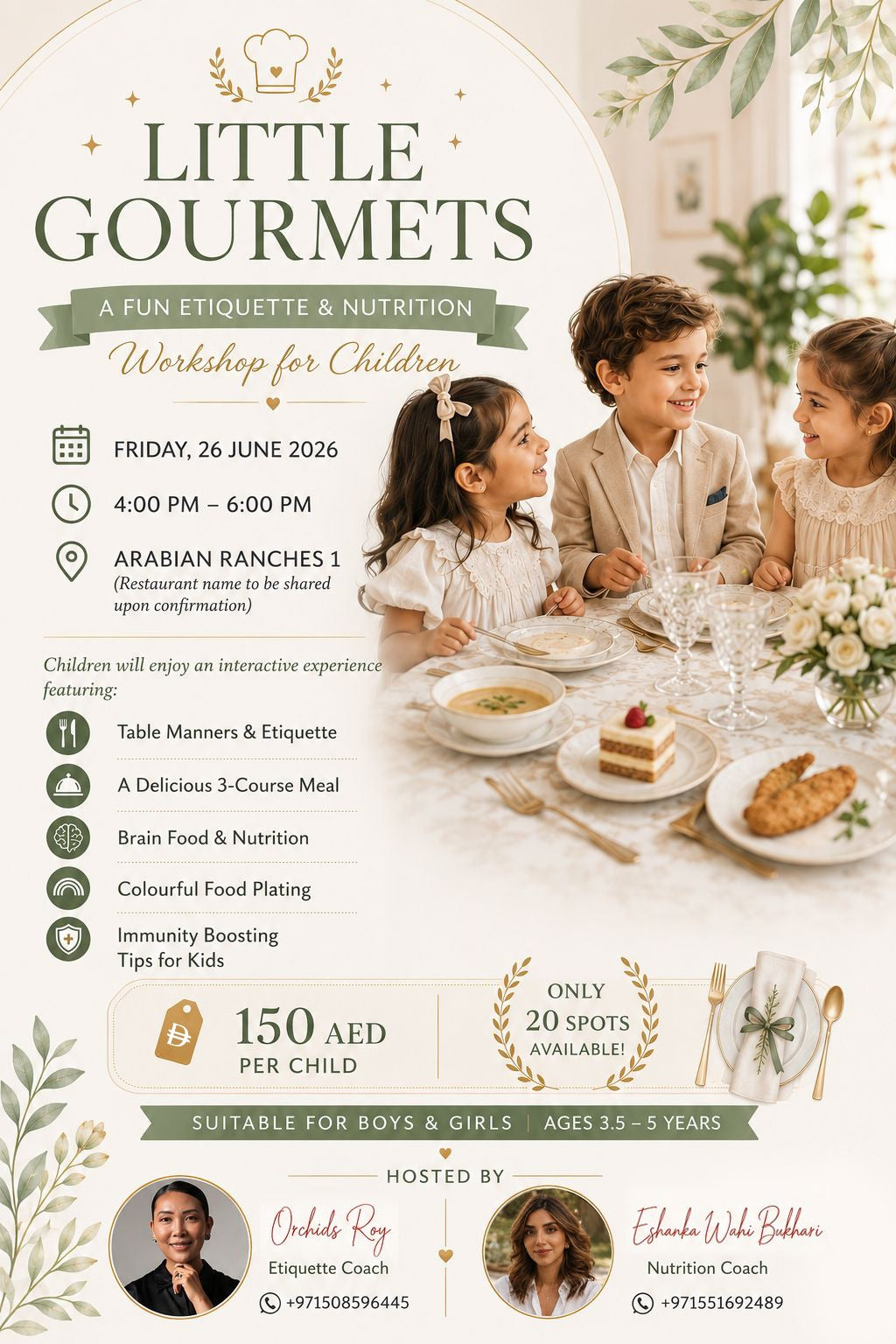 Little Gourmets- Etiquette & Nutrition Workshop for Children
